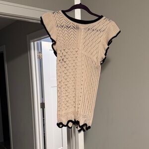 BiBi Cream Knit Top with Black Edging